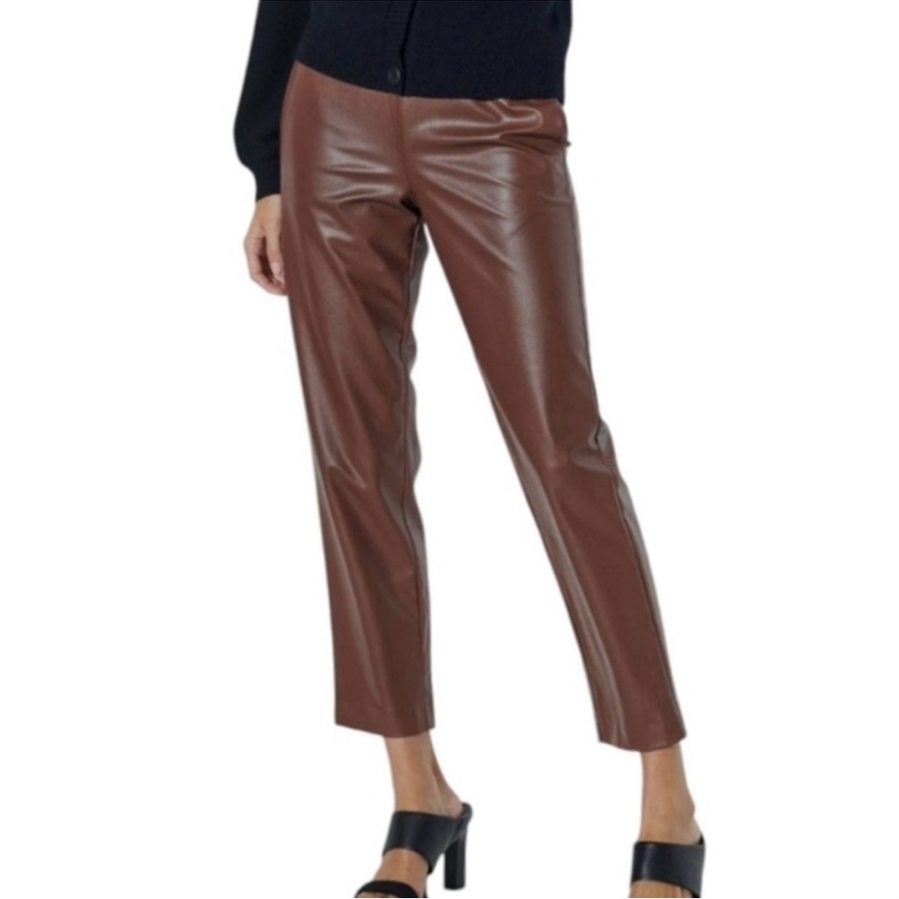 The Reset R Label Faux Leather Trousers Wine Burgundy